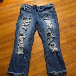 Ripped blue mom jeans